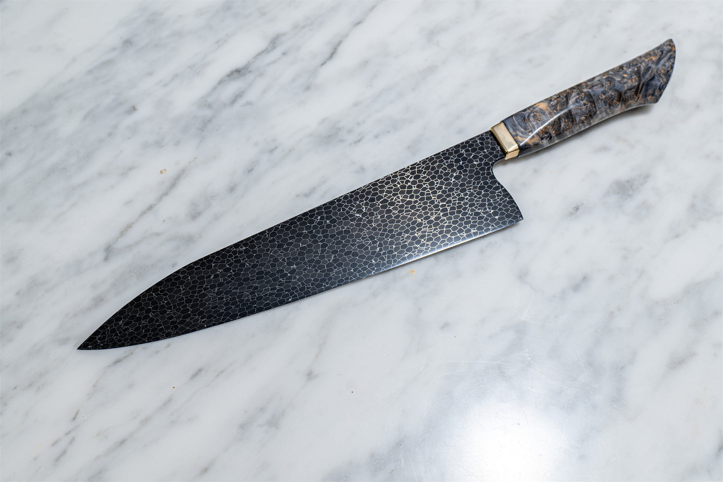 Damascus steel ,Gyuto S-grind, asymmetrical geometry