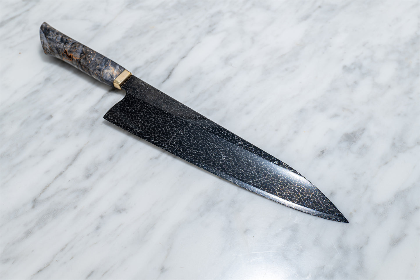 Damascus steel ,Gyuto S-grind, asymmetrical geometry