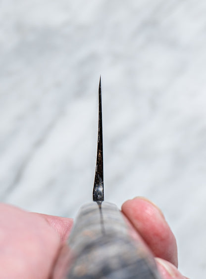 Damascus steel ,Gyuto S-grind, asymmetrical geometry