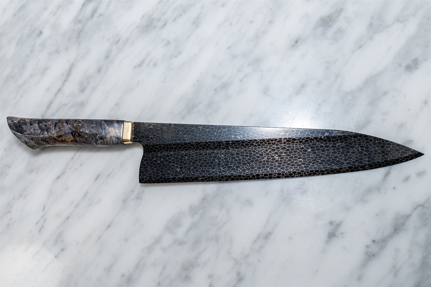 Damascus steel ,Gyuto S-grind, asymmetrical geometry